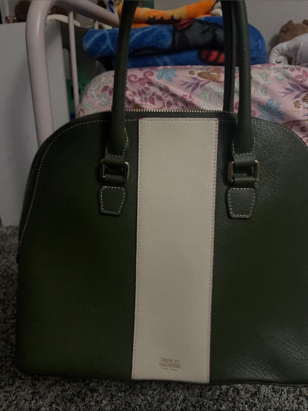 Frances Valentine Green and Cream Dome Satchel